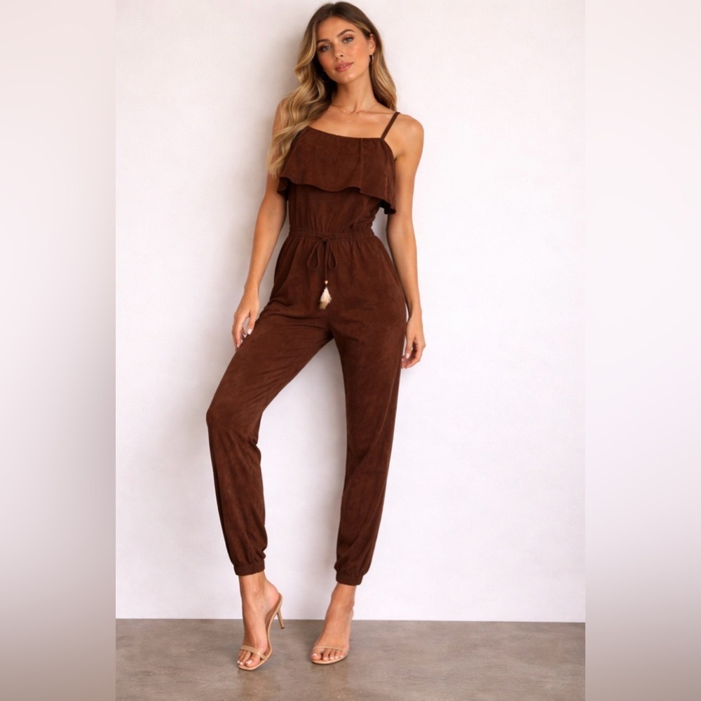 POL Size S Brown “suede-feel” Jumpsuit/Romper
